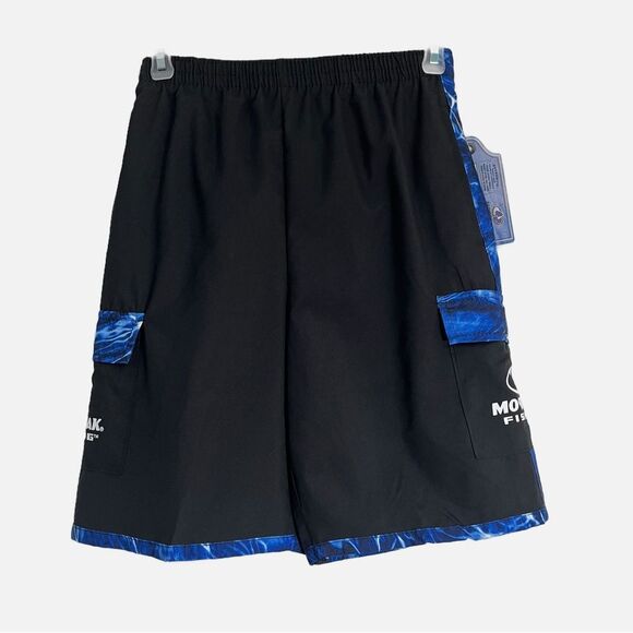 Mossy Oak Boys Black and Blue Tie Dye Accent Swim Trunks Size Medium - Picture 1 of 9